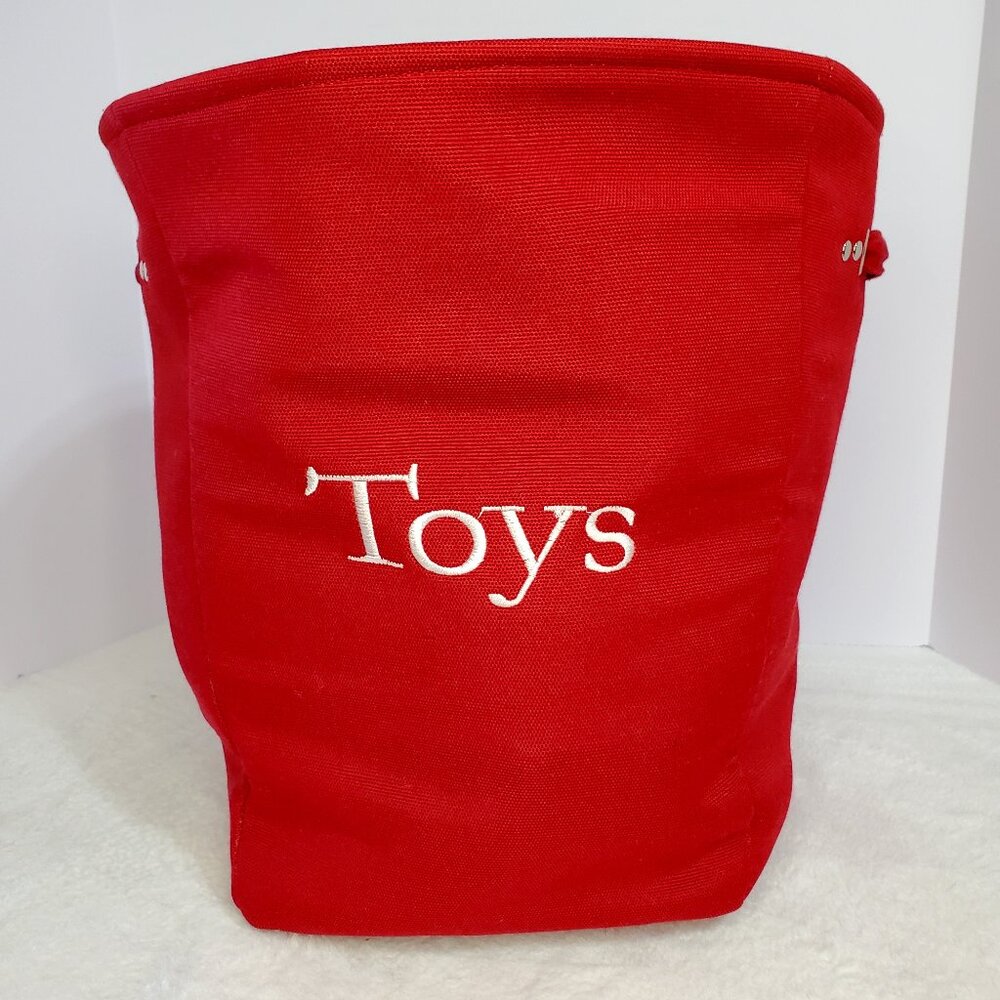Burgandy Red Toy Storage Basket with Reinforced Handles Toy Organizer Basket